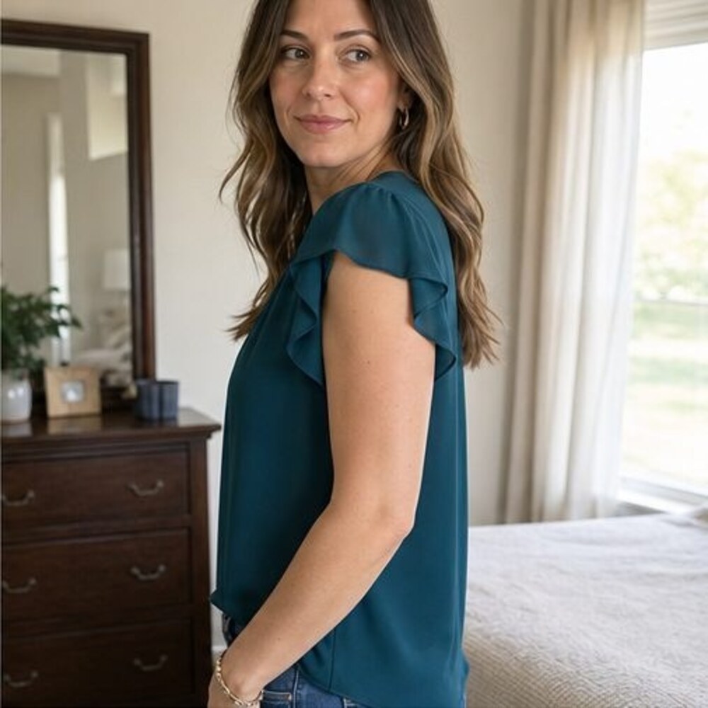 Blue Wrap Blouse - Picture 3 of 6